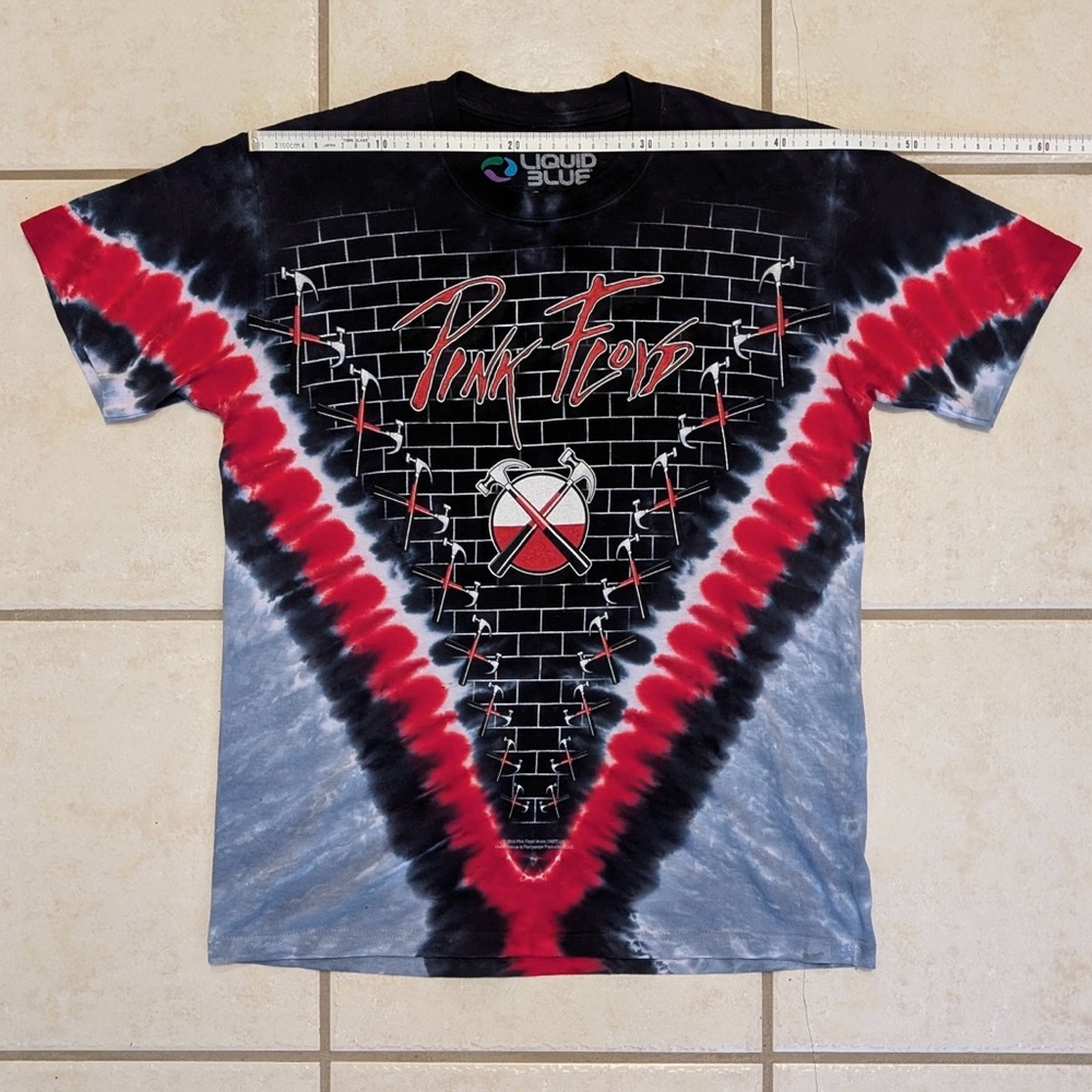 100% Cotton Liquid Blue Pink Floyd The Wall Tie Dye Men’s T-Shirt - Picture 3 of 12